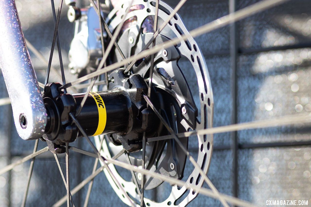 Mavic's new Allroad Pro Carbon SL and SL+ wheelsets feature straight-pull bladed spokes and Centerlock hubs. 2019 Sea Otter Classic. © A. Yee / Cyclocross Magazine