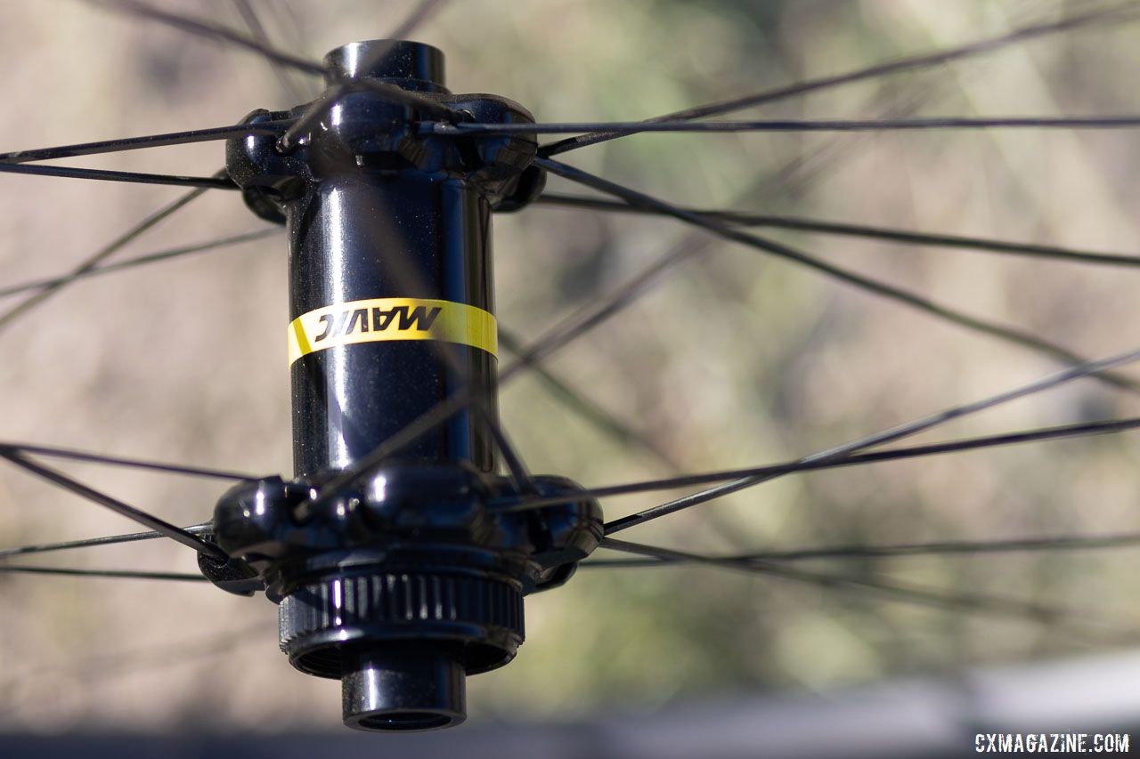 Mavic's new Allroad Pro Carbon SL and SL+ wheelsets feature straight-pull bladed spokes and Centerlock hubs. 2019 Sea Otter Classic. © A. Yee / Cyclocross Magazine