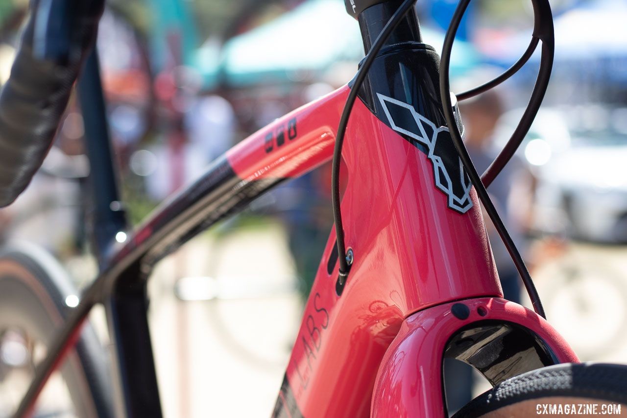 Rodeo Labs was showing off a Trail Donkey 3.0 Rapha edition. The pink color scheme and "ex duris gloria" (glory through suffering) on the chainstay will cost you a cool $200 extra. 2019 Sea Otter Classic. © Cyclocross Magazine