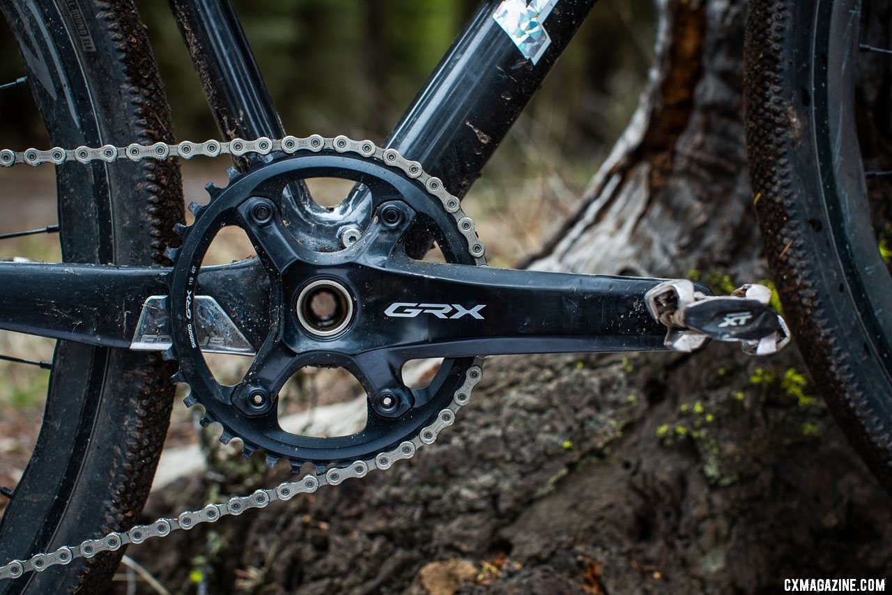 Shimano GRX components feature 1x, 2x, Di2 and mechanical options. photo: Serling Lorence