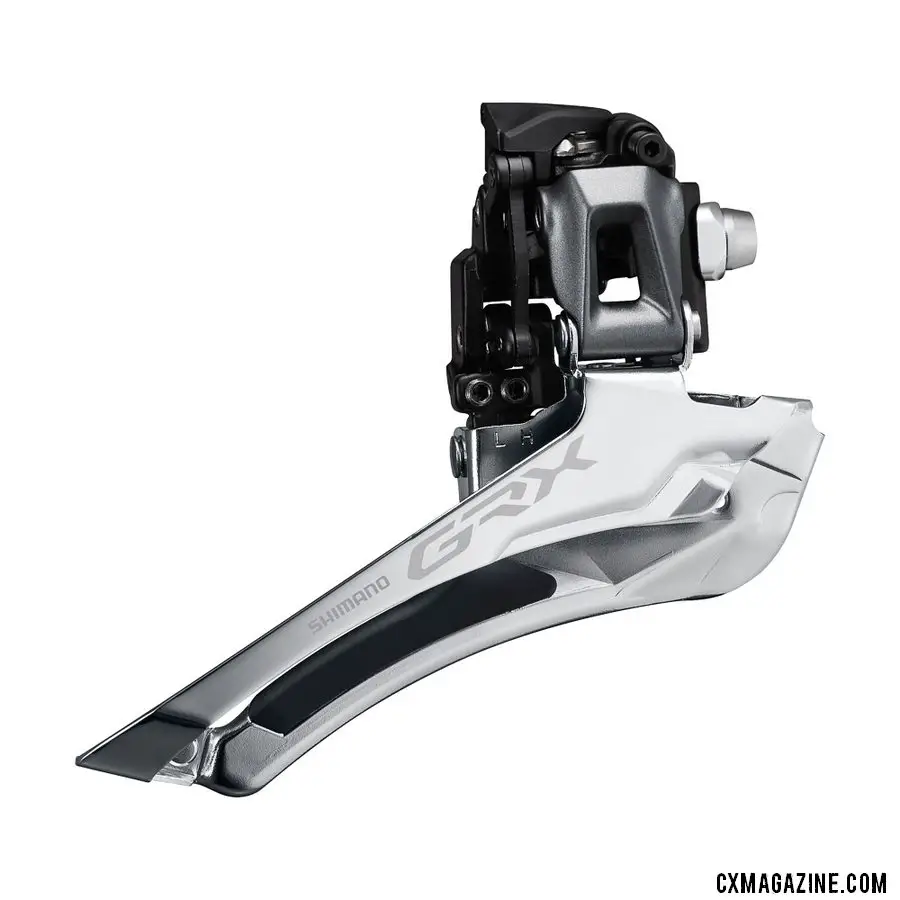 Shimano's new GRX gravel / cyclocross front derailleur is required by the 2x cranksets due to a new +2.5mm chainline.