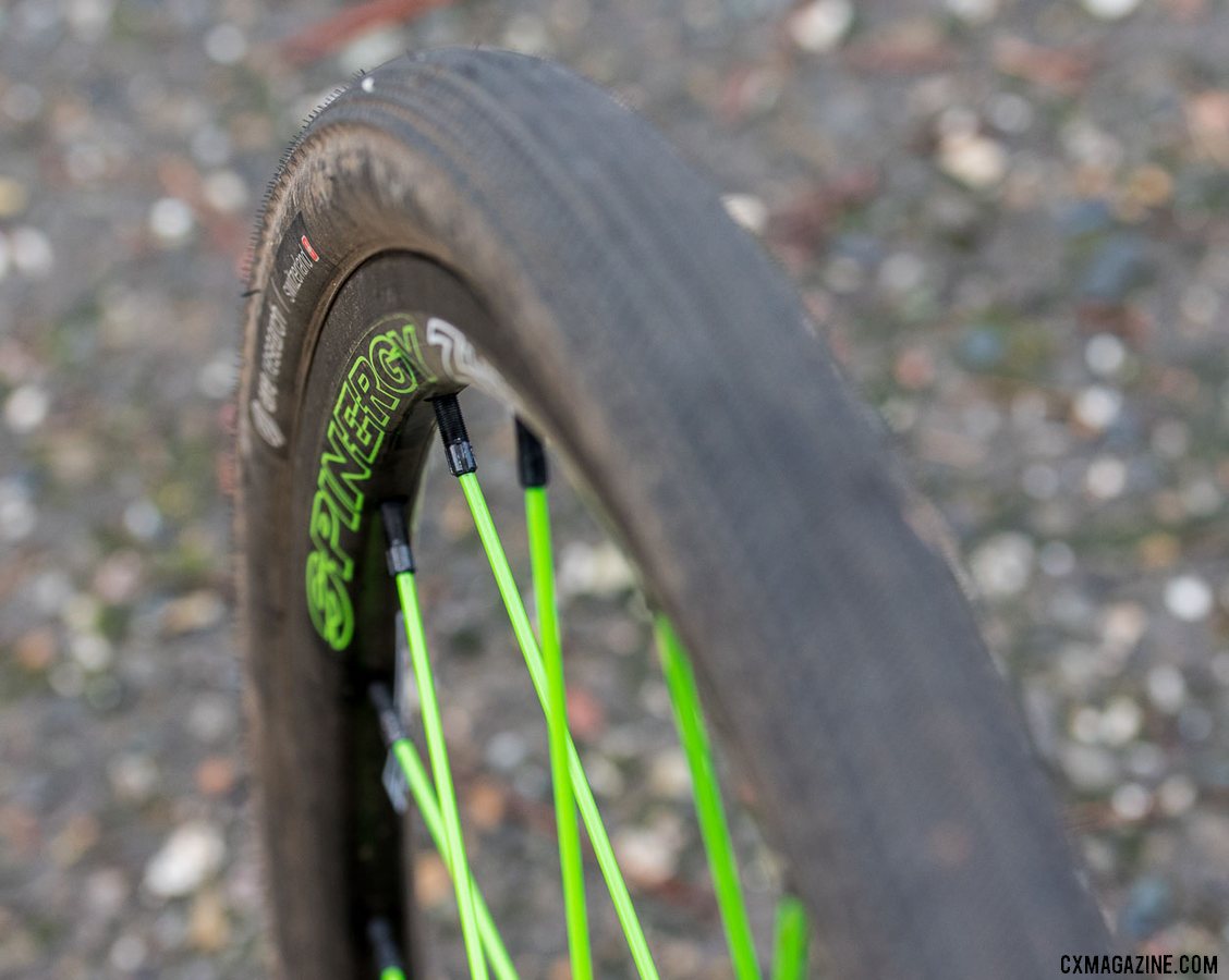 Spinergy's PBO spoke won't win any wind tunnel tests, but the company has a bladed version for an upcharge. © Cyclocross Magazine