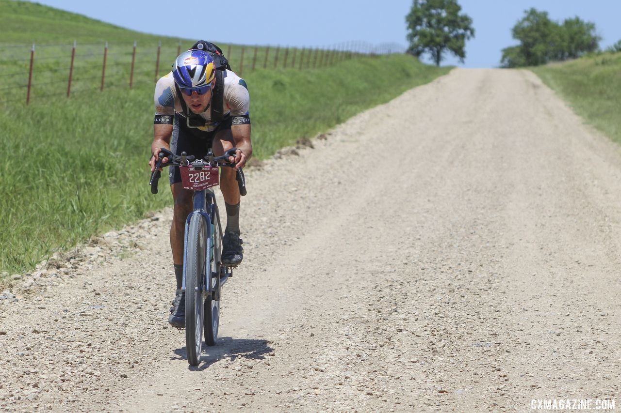 Strickland went solo. No one followed. 2019 Men's Dirty Kanza 200 Gravel Race. © Z. Schuster / Cyclocross Magazine