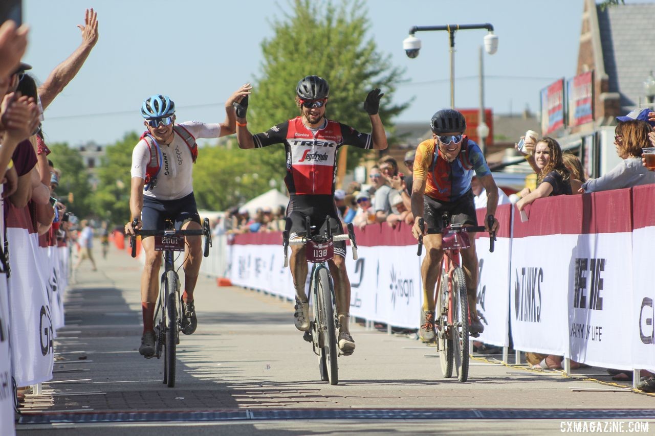 Kiel Reijnen, Josh Berry and Ted King finished 6-7-8. 2019 Men's Dirty Kanza 200 Gravel Race. © Z. Schuster / Cyclocross Magazine