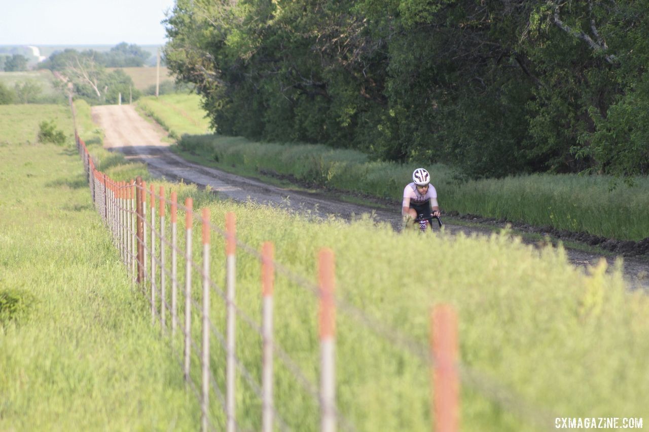 Christian Meier continues well off the front at Mile 40. 2019 Dirty Kanza 200 Gravel Race. © Z. Schuster / Cyclocross Magazine