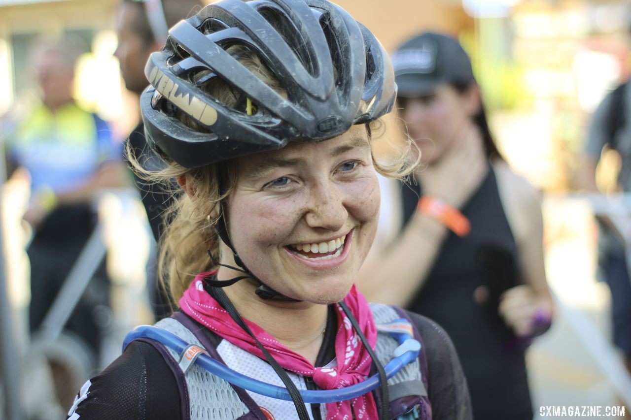Amity Rockwell after her DK200 win. 2019 Dirty Kanza 200 Gravel Race. © Z. Schuster / Cyclocross Magazine
