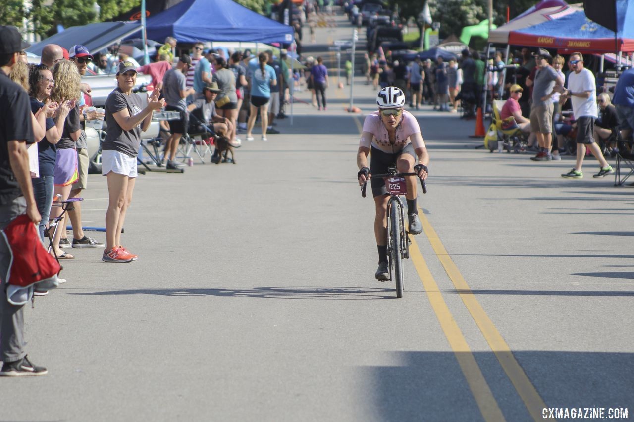 Christian Meier went through Checkpoint 1 solo off the front. 2019 Men's Dirty Kanza 200 Gravel Race. © Z. Schuster / Cyclocross Magazine