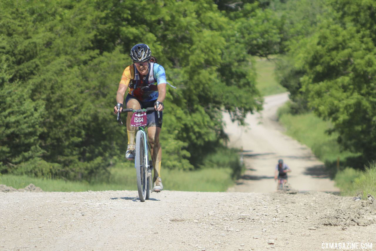 Dillon had to chase a bit after stopping to fix her saddle. 2019 Dirty Kanza 200 Gravel Race. © Z. Schuster / Cyclocross Magazine