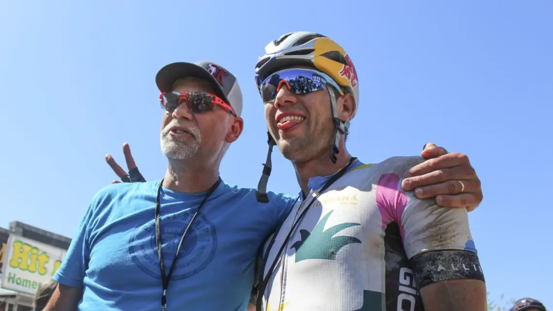 Colin Strickland poses with Jim Cummins after his win. © Z. Schuster / Cyclocross Magazine