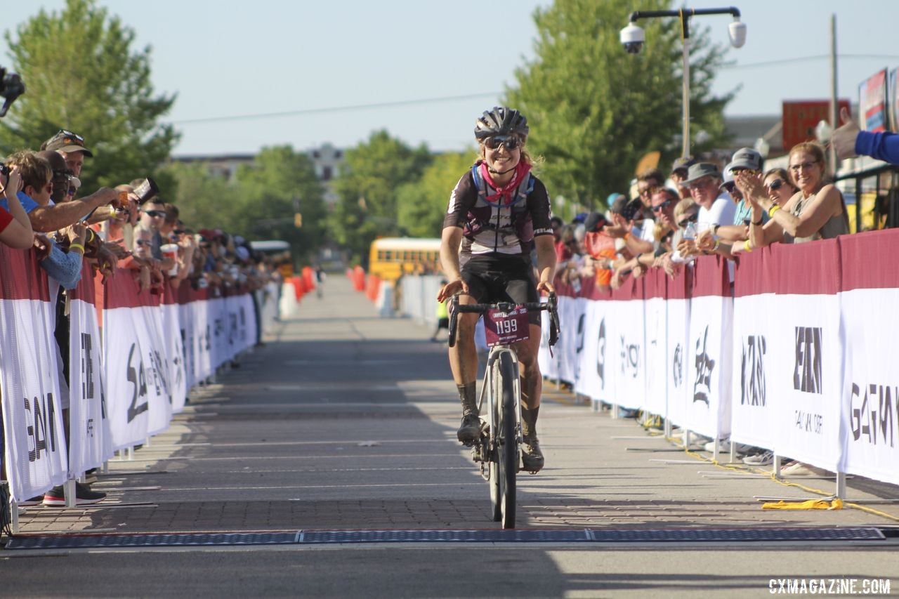 Amity Rockwell is the newest Queen of Kanza. 2019 Women's Dirty Kanza 200 Gravel Race. © Z. Schuster / Cyclocross Magazine