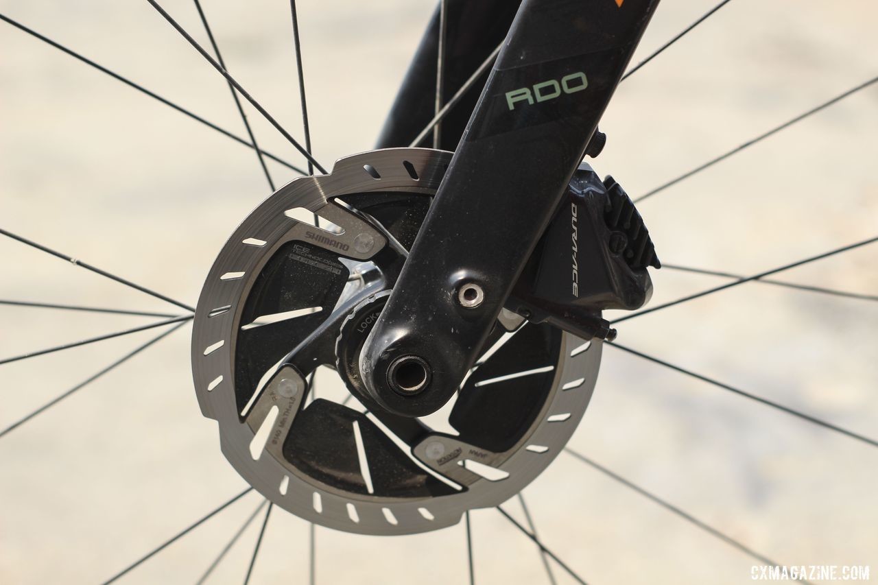 Nauman ran Dura-Ace hydraulic disc calipers with RT900 rotors. Amanda Nauman's 2019 DK200 Niner RLT 9 RDO Gravel Bike. © Z. Schuster / Cyclocross Magazine
