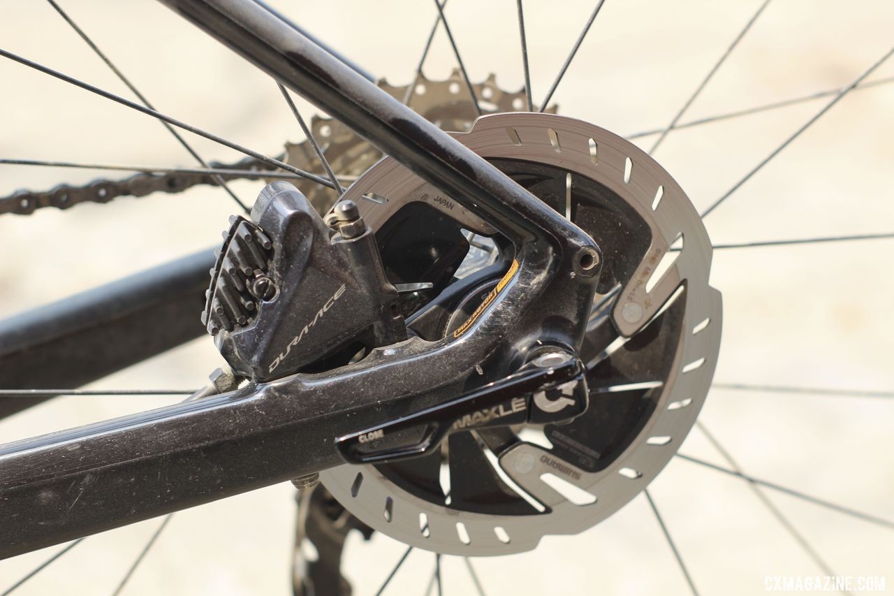 Nauman switched to 140mm Dura-Ace RT900 rotors this year. Amanda Nauman's 2019 DK200 Niner RLT 9 RDO Gravel Bike. © Z. Schuster / Cyclocross Magazine
