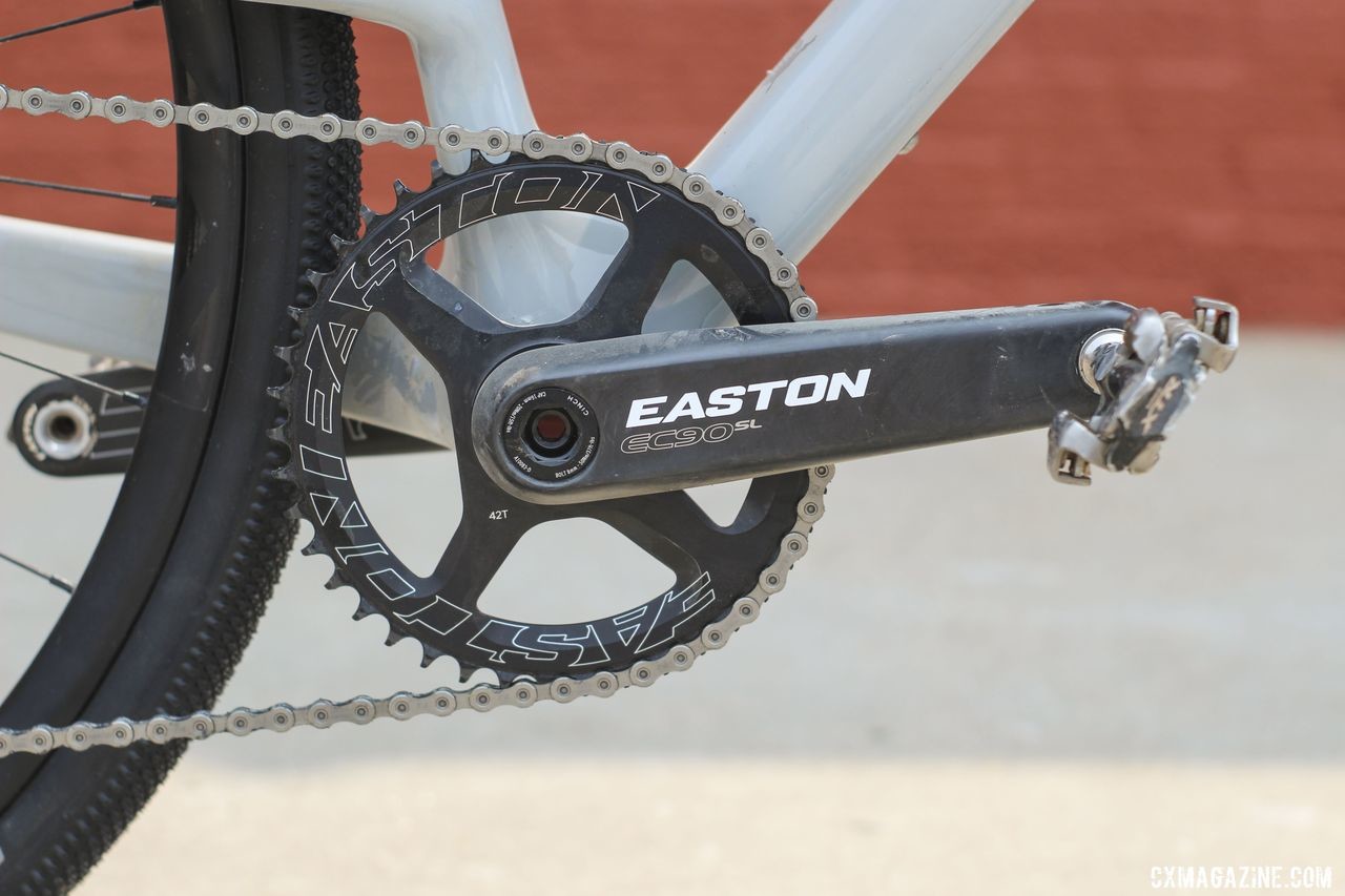 Rockwell ran an Easton EC90 SL crank with a 42t Easton ring. Amity Rockwell's DK200 Allied Able Gravel Bike. © Z. Schuster / Cyclocross Magazine