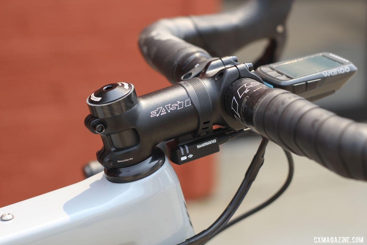 An Easton EA90 ICM and EC90 SLX handlebar help make up the cockpit. Amity Rockwell's DK200 Allied Able Gravel Bike. © Z. Schuster / Cyclocross Magazine