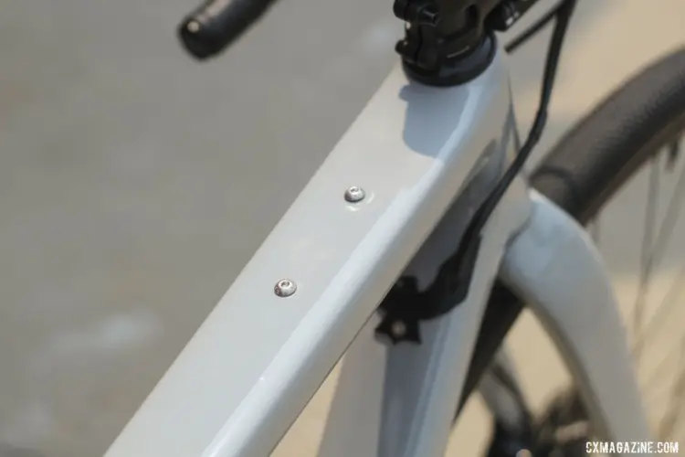 The Able does not have a lot of mounts, but it does have two on the top tube for a bag. Amity Rockwell's DK200 Allied Able Gravel Bike. © Z. Schuster / Cyclocross Magazine