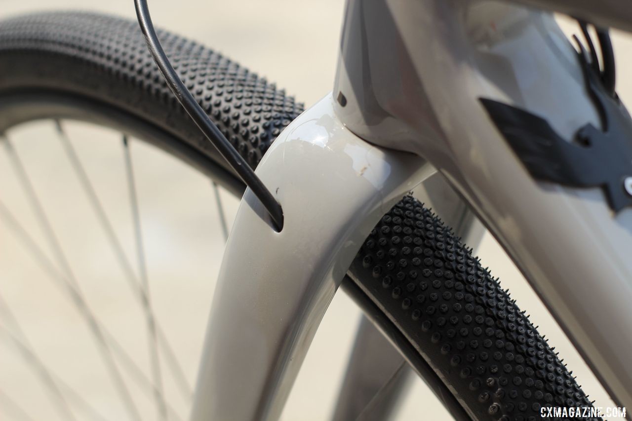 The carbon fork has internal routing for a clean look. Amity Rockwell's DK200 Allied Able Gravel Bike. © Z. Schuster / Cyclocross Magazine