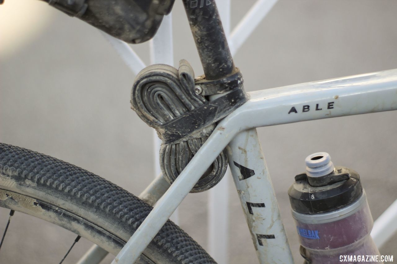 Rockwell used her seat post to mount an extra tube. She would not need it. Amity Rockwell's DK200 Allied Able Gravel Bike. © Z. Schuster / Cyclocross Magazine
