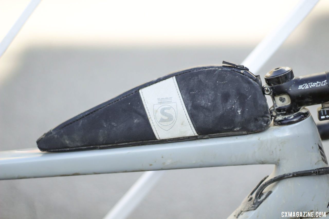 Rockwell used a Silca Speed Capsule TT top tube bag on race day. Amity Rockwell's DK200 Allied Able Gravel Bike. © Z. Schuster / Cyclocross Magazine