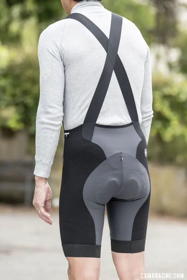 The straps criss cross in the back. Assos XC Bib Shorts. © C. Lee / Cyclocross Magazine