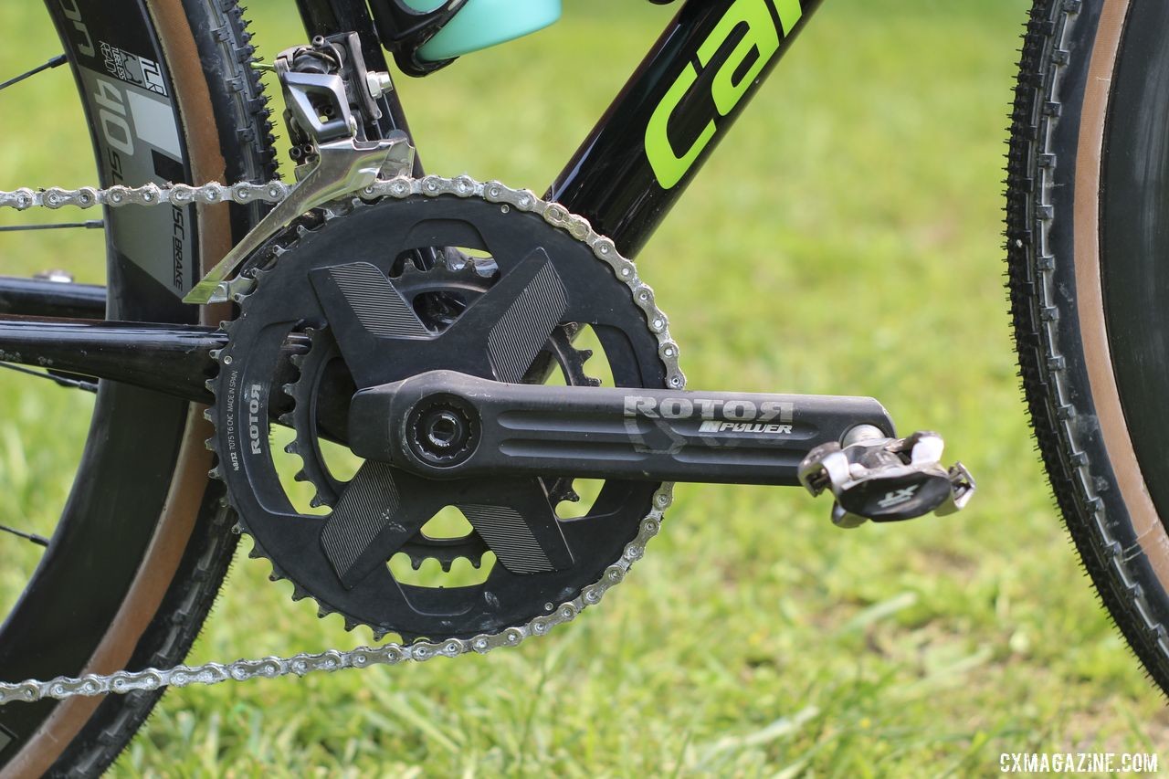 De Crescenzo used a Rotor INpower crankset with gravel-oriented 48/32t chain rings. Lauren De Crescenzo's Cannondale SuperX Gravel Bike. © Z. Schuster / Cyclocross Magazine