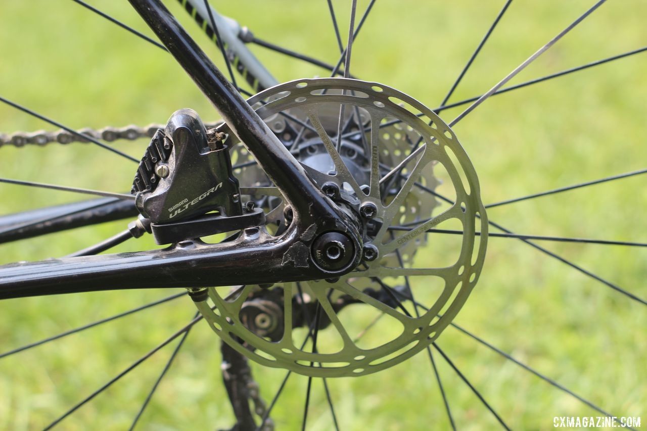 De Crescenzo used a SRAM Centerline rotor in the rear. Lauren De Crescenzo's Cannondale SuperX Gravel Bike. © Z. Schuster / Cyclocross Magazine