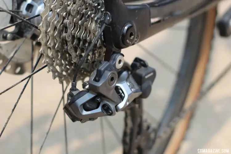 Mueller ran the new GRX GX817 Di2 rear derailleur at the DK200. Erica Mueller's Orbea Terra with Shimano GRX. © Z. Schuster / Cyclocross Magazine