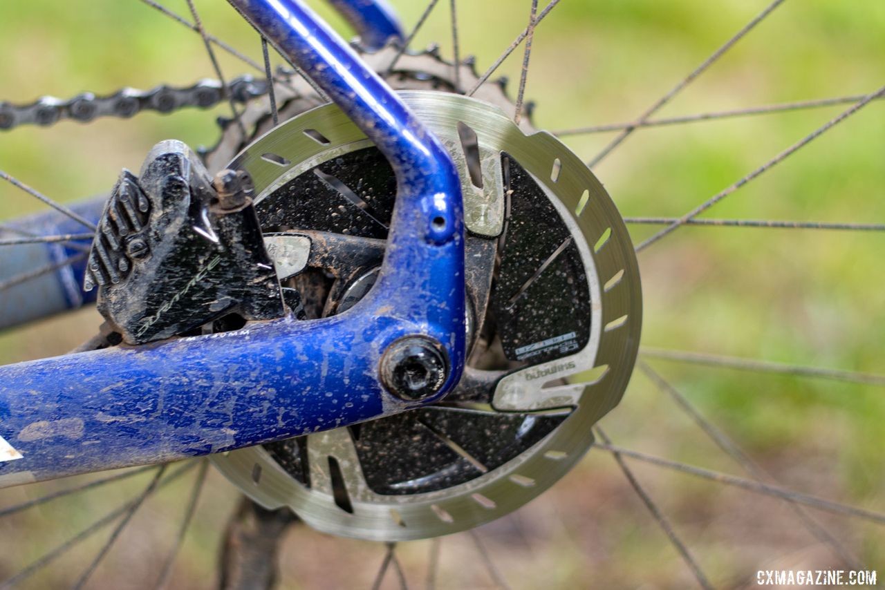 One of many new components on this year's build is Dura-Ace RT900 rotors. Katerina Nash's 2019 Lost and Found-winning gravel bike. © A. Yee / Cyclocross Magazine