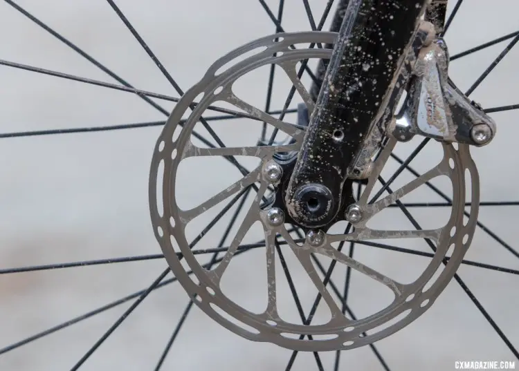The new Stigmata moves to the now common 12x100mm front thru-axle standard. Tobin Ortenblad's 2019 Lost and Found-winning Santa Cruz Stigmata. © A. Yee / Cyclocross Magazine