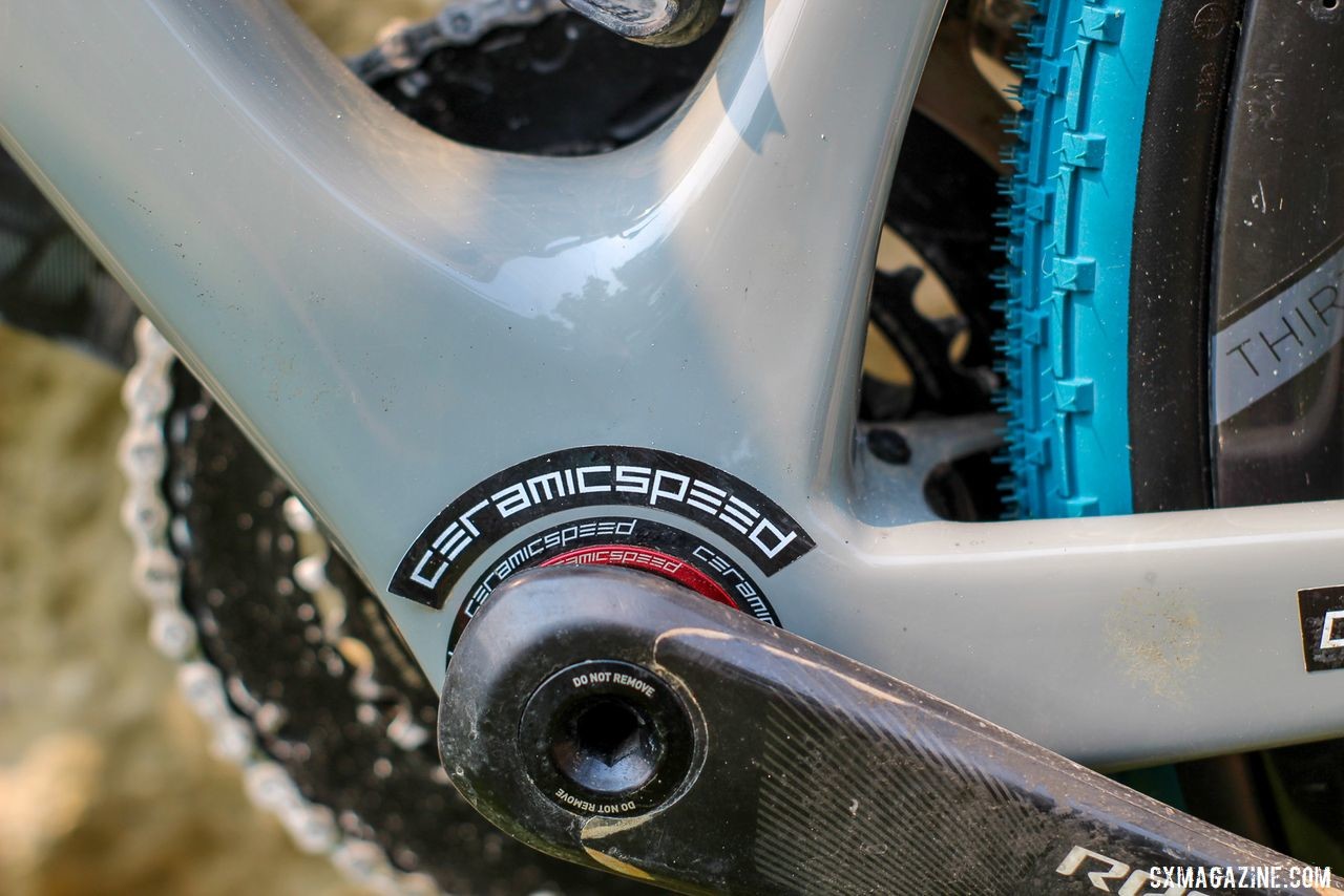 Team sponsor CeramicSpeed provided the bottom bracket. Mat Stephens' 2019 DK200 Factor Vista Gravel Bike. © Z. Schuster / Cyclocross Magazine