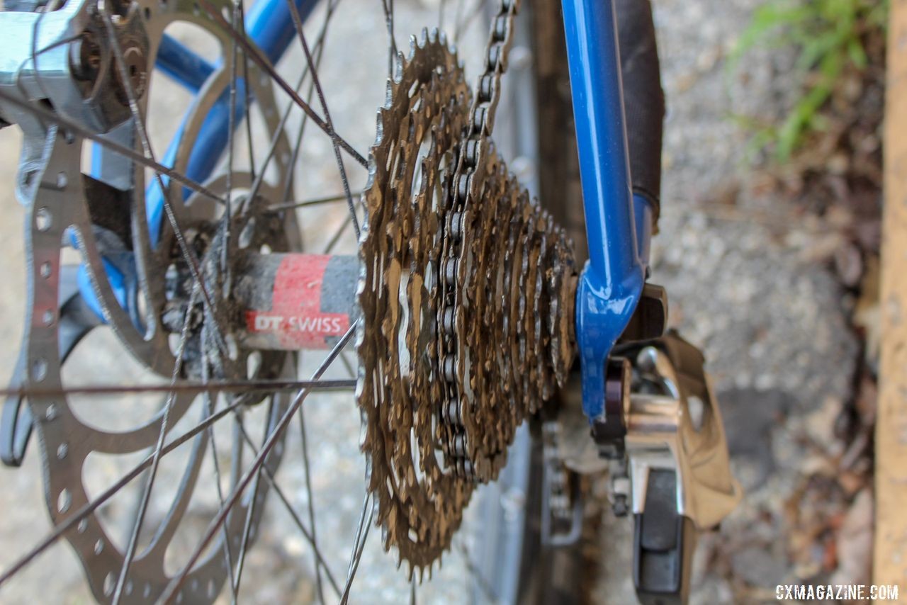 The Coetzees paired an 11-40t cassette with the 46/30t rings in the bikes rear drive. Dori and Andrew Coetzee's Ritchey Double Switchback Break Away Tandem. © Z. Schuster