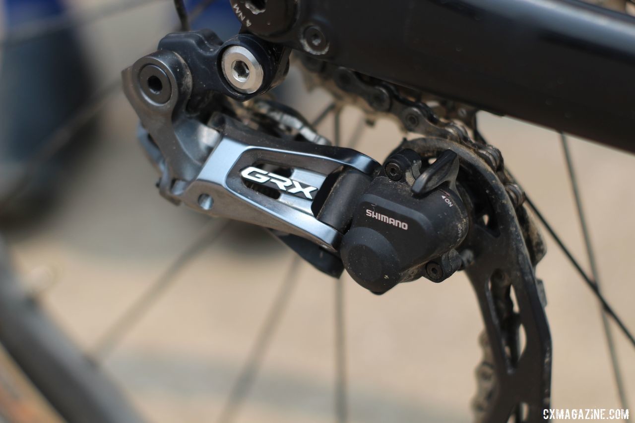Mueller ran the new Shimano GRX GX817 Di2 rear derailleur at the DK200. Erica Mueller's Orbea Terra with Shimano GRX. © Z. Schuster / Cyclocross Magazine