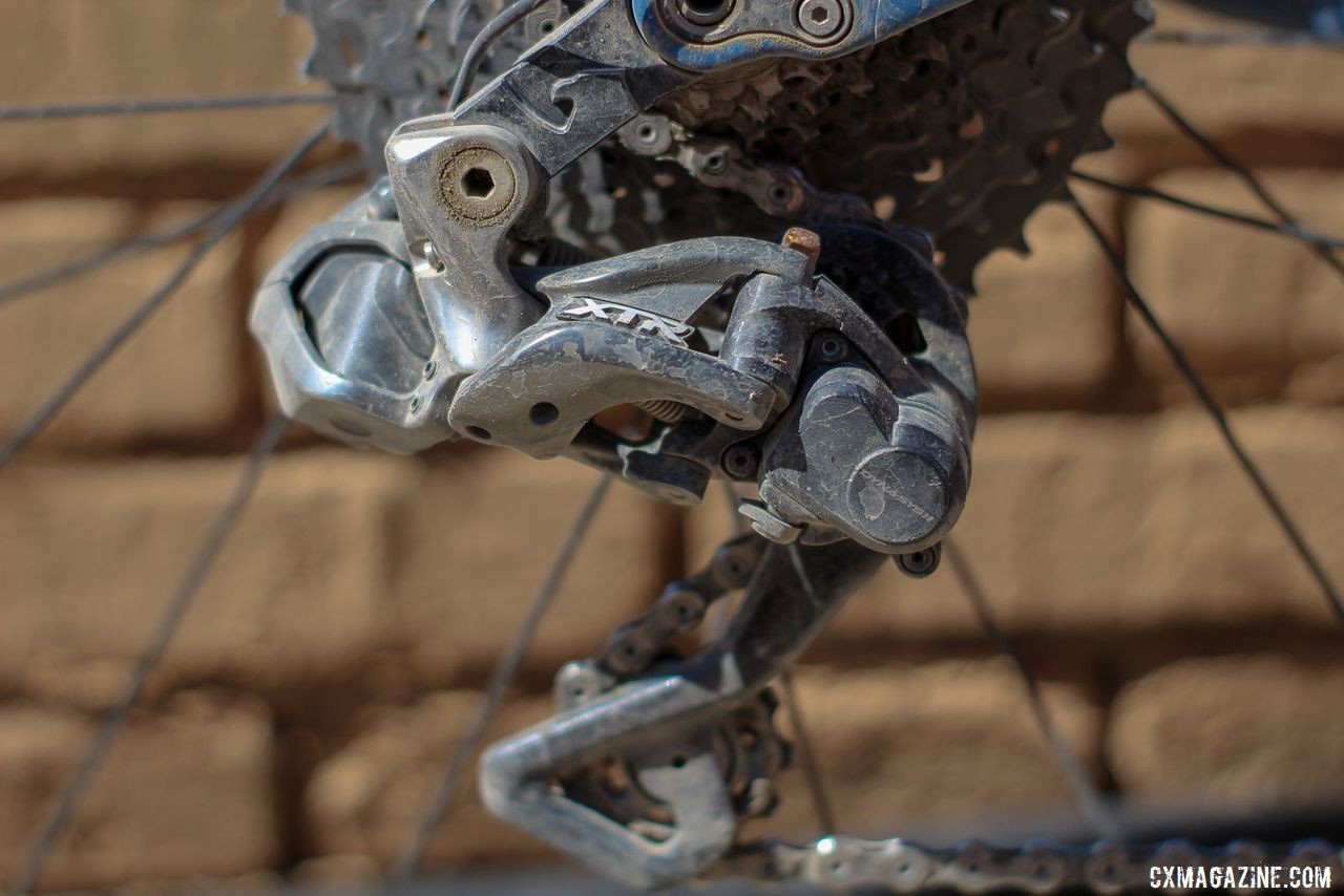 Strickland opted for a Shimano XTR M9000 mountain derailleur with his 1x setup. Colin Strickland's 2019 Dirty Kanza 200 Allied Able. © Z. Schuster / Cyclocross Magazine