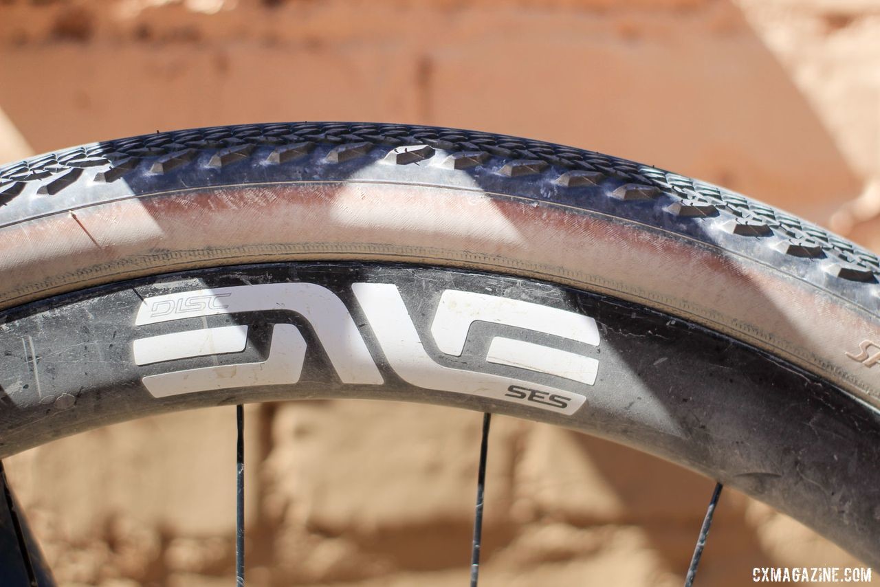 Strickland ran ENVE SES AR3.4 carbon tubeless wheels. Colin Strickland's 2019 Dirty Kanza 200 Allied Able. © Z. Schuster / Cyclocross Magazine