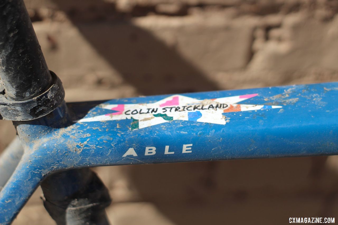 Stricklan'd name label matches the team's colorful kits. Colin Strickland's 2019 Dirty Kanza 200 Allied Able. © Z. Schuster / Cyclocross Magazine