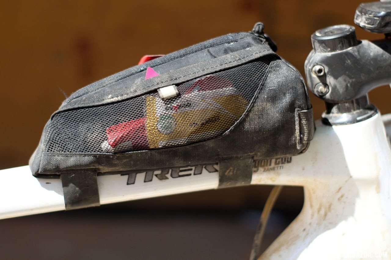 A Pro Speed Box from Bontrager helped Stetina carry all his nutrition needs. Peter Stetina's Trek Checkpoint gravel bike. © Z. Schuster / Cyclocross Magazine