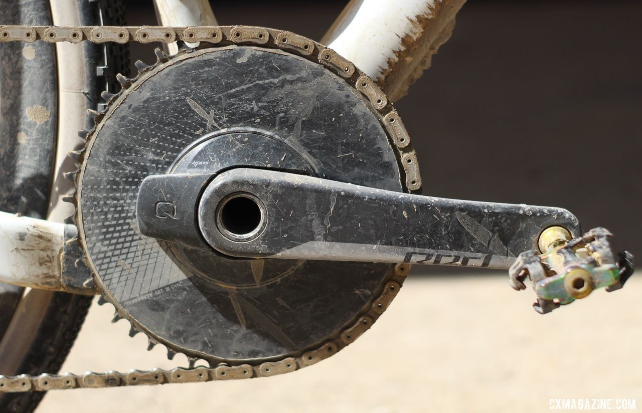 Stetina attached his 48t X-Sync ring to a Red 1 AXS Power Meter crankset that uses Quarq's DZero crankset. Peter Stetina's Trek Checkpoint gravel bike. © Z. Schuster / Cyclocross Magazine