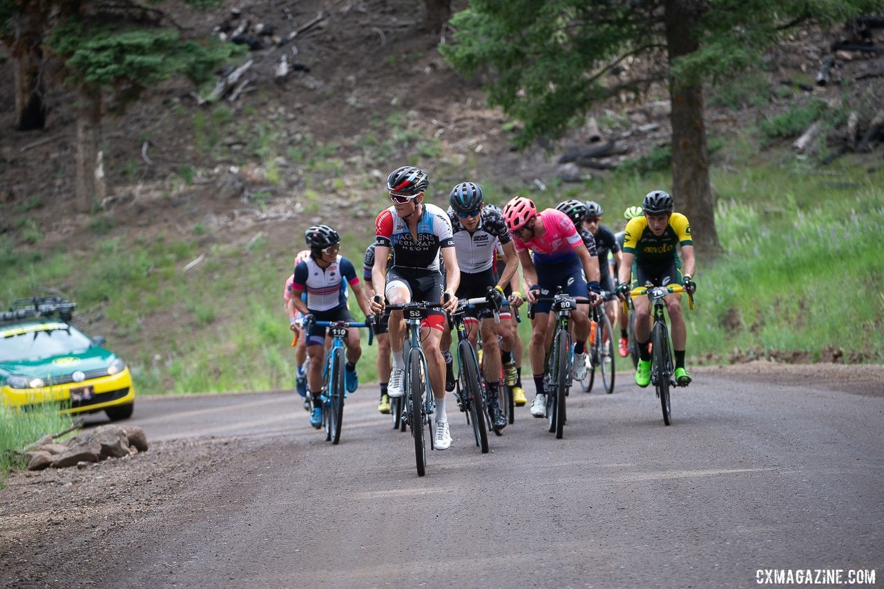 The lead women joined the men for some of the first climb. 2019 Crusher in the Tushar Gravel Race. © Cathy Fegan-Kim / Cottonsox Photo