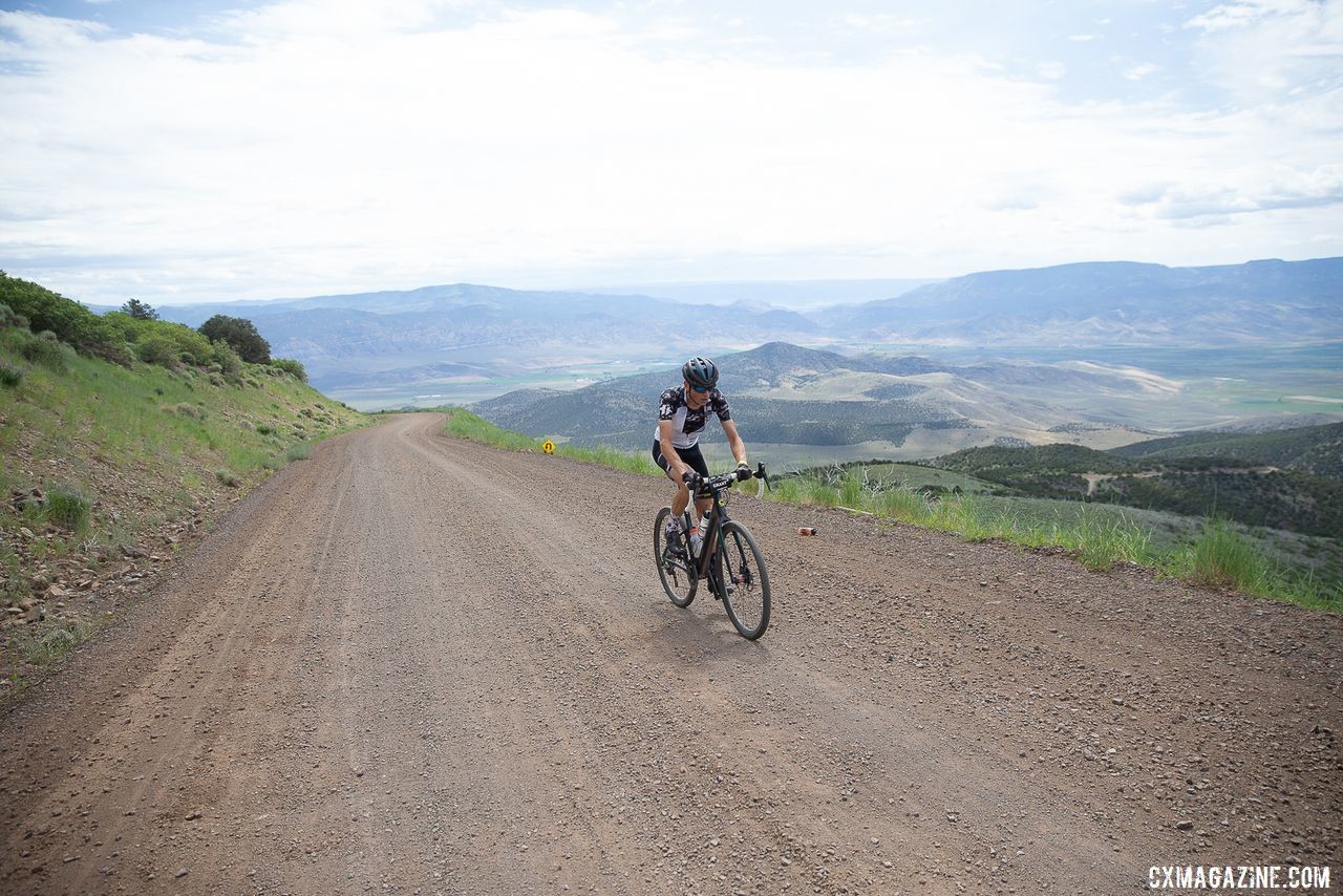 Alex Grant still faced a long road alone after dropping Alex Howes. 2019 Crusher in the Tushar Gravel Race. © Cathy Fegan-Kim / Cottonsox Photo