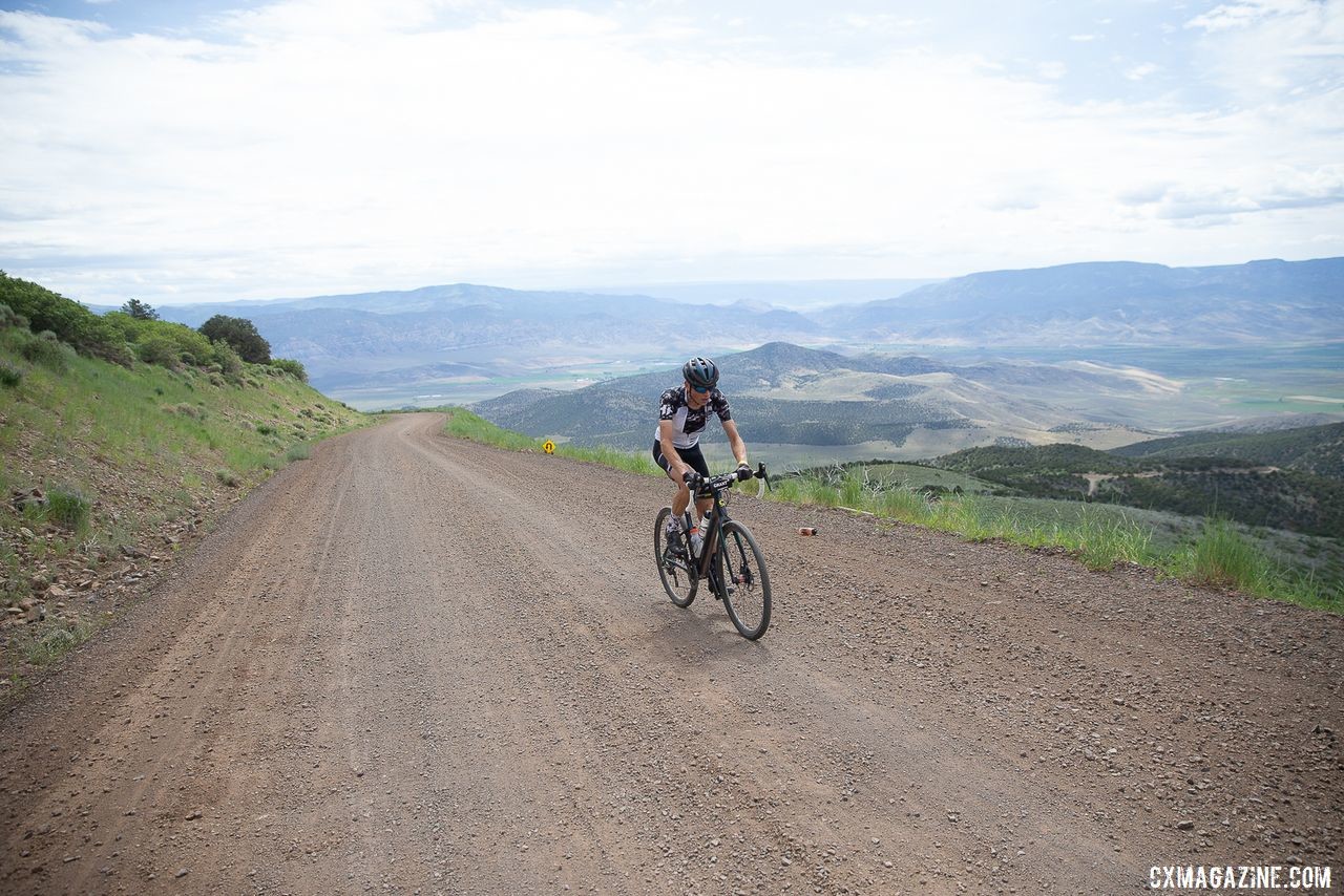 Alex Grant still faced a long road alone after dropping Alex Howes. 2019 Crusher in the Tushar Gravel Race. © Cathy Fegan-Kim / Cottonsox Photo