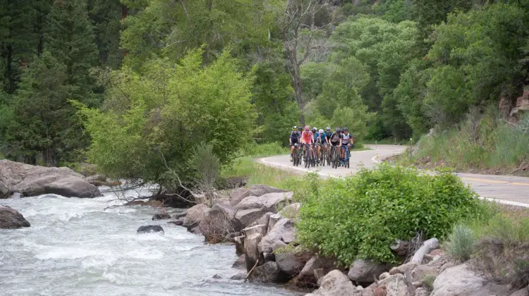 The Women's peloton makes its way toward the first dirt climb. 2019 Crusher in the Tushar Gravel Race. © Cathy Fegan-Kim / Cottonsox Photo