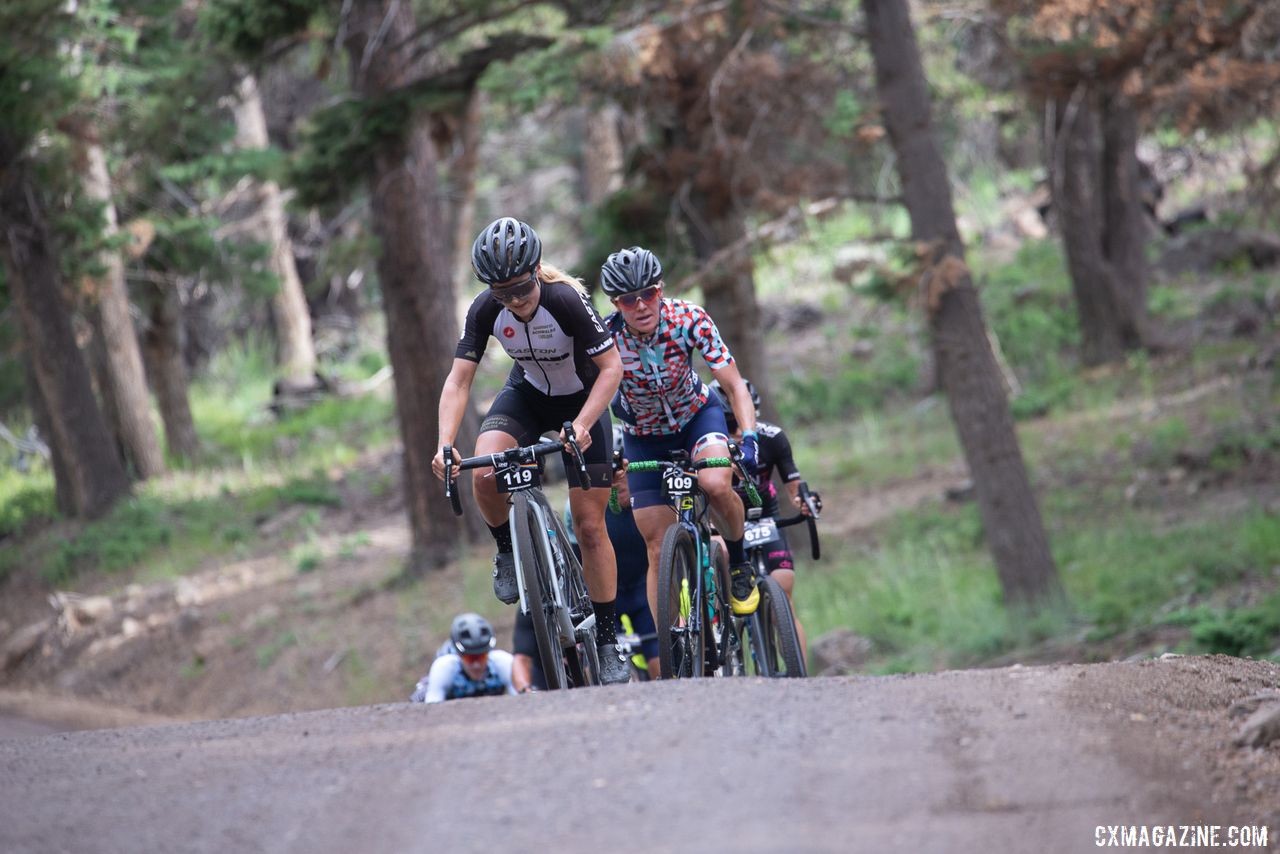 Amity Rockwell powers up the first climb of the day. 2019 Crusher in the Tushar Gravel Race. © Cathy Fegan-Kim / Cottonsox Photo