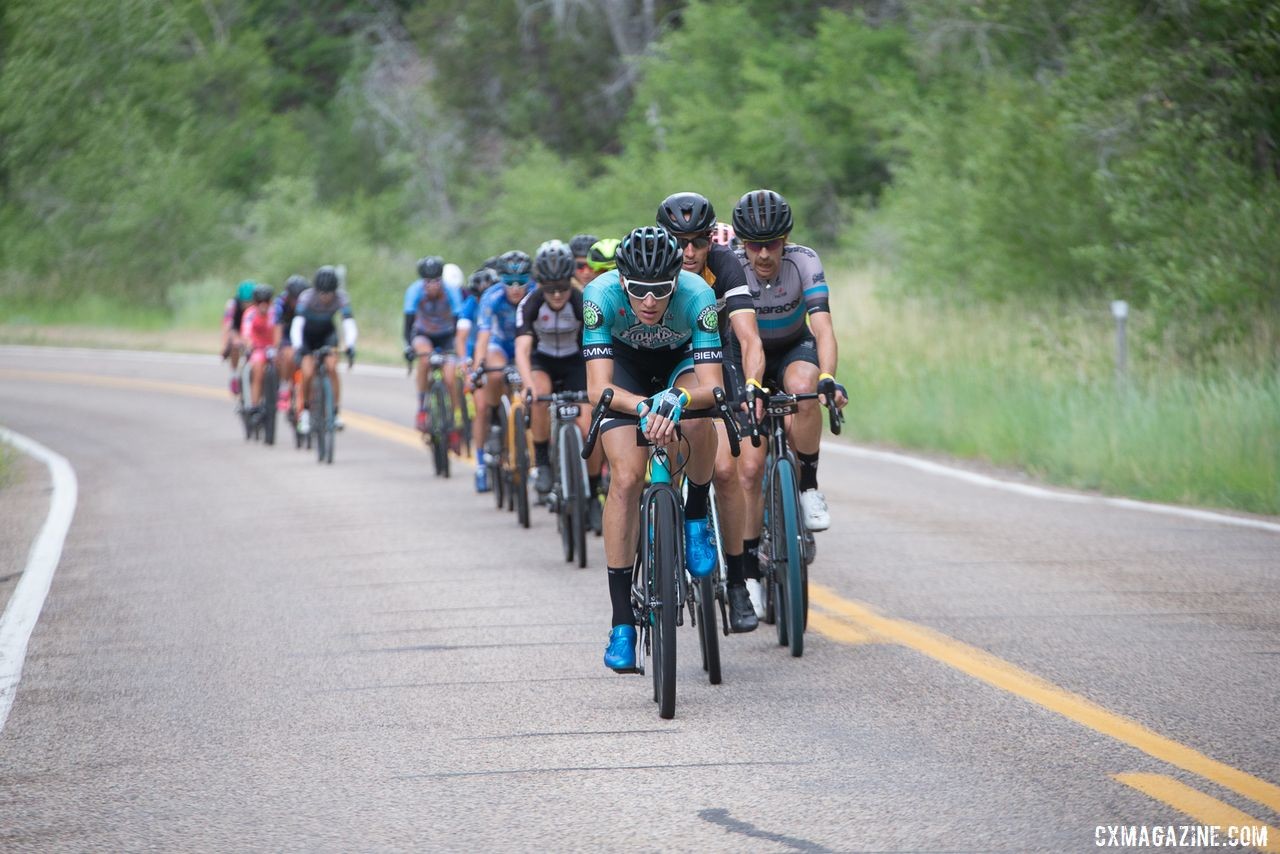 Noah Granigan was one of the men who attacked early and joined the lead group of women. 2019 Crusher in the Tushar Gravel Race. © Cathy Fegan-Kim / Cottonsox Photo