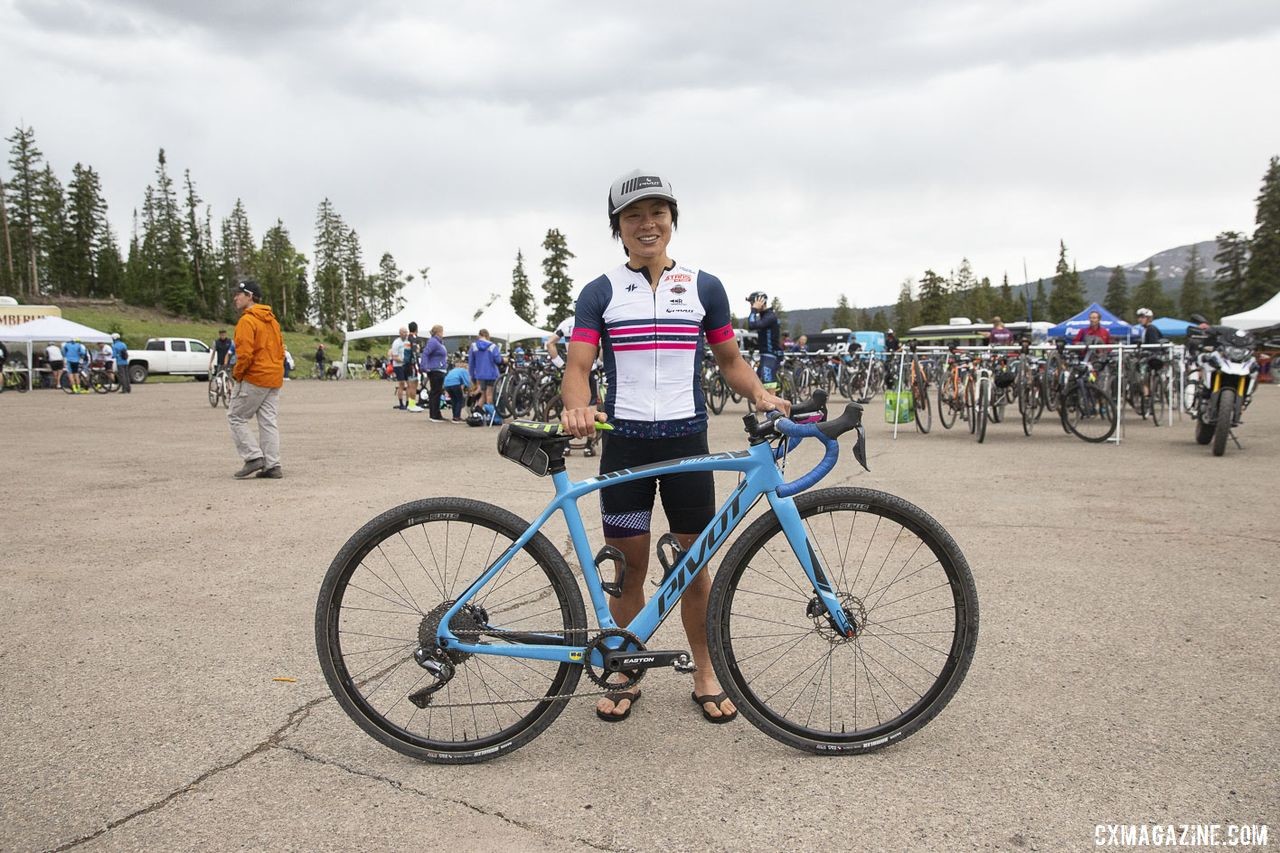 Evelyn Dong borrowed a Pivot Valut and won the Crusher. 2019 Crusher in the Tushar Gravel Race. © Cathy Fegan-Kim / Cottonsox Photo