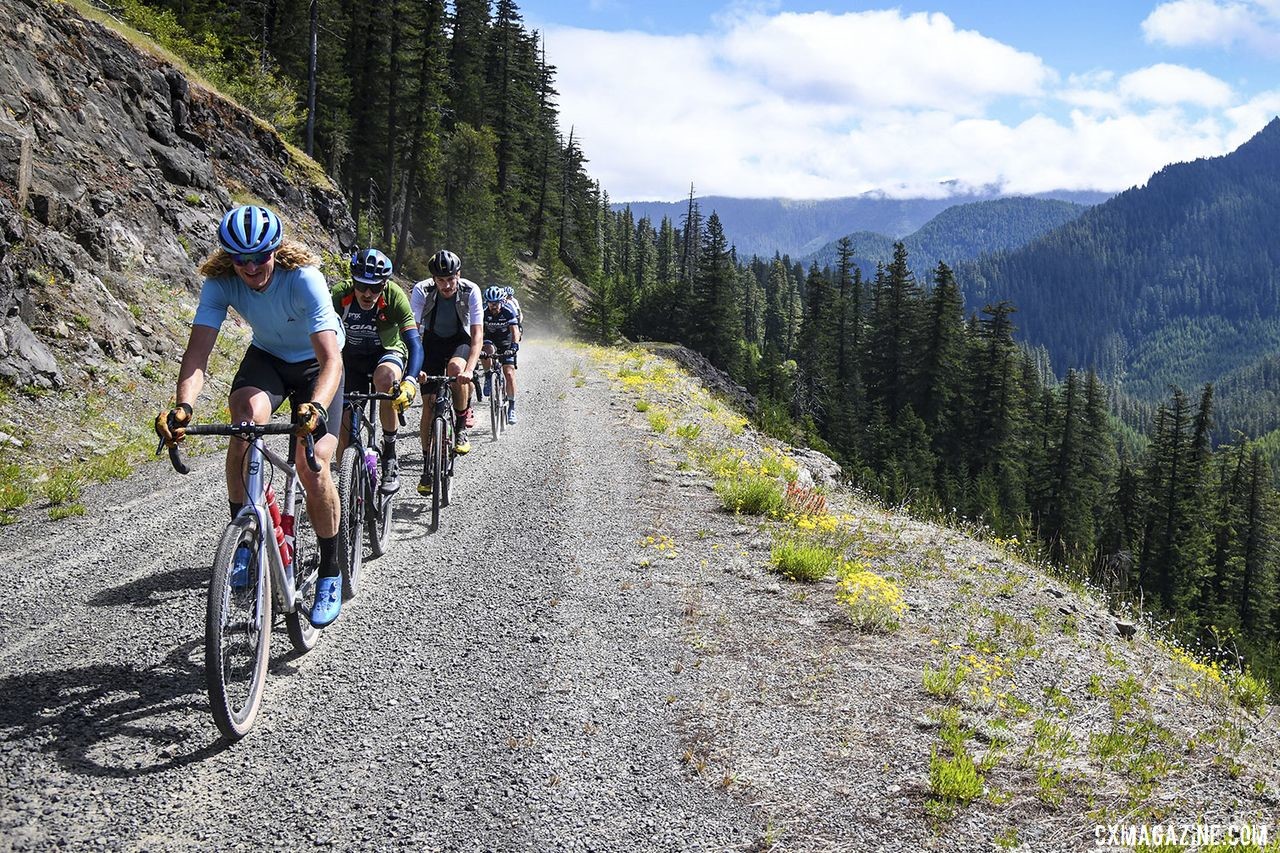 Barry Wicks is all smiles along the mountain side. 2019 Oregon Trail Gravel Grinder. © Adam Lapierre