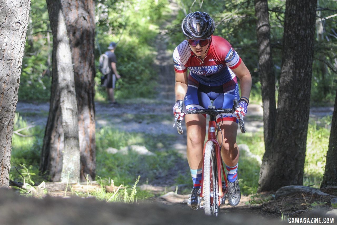 Abigail Yates powers up the Sven Hill at Montana Cross Camp. 2019 Women's MontanaCrossCamp. © Z. Schuster / Cyclocross Magazine