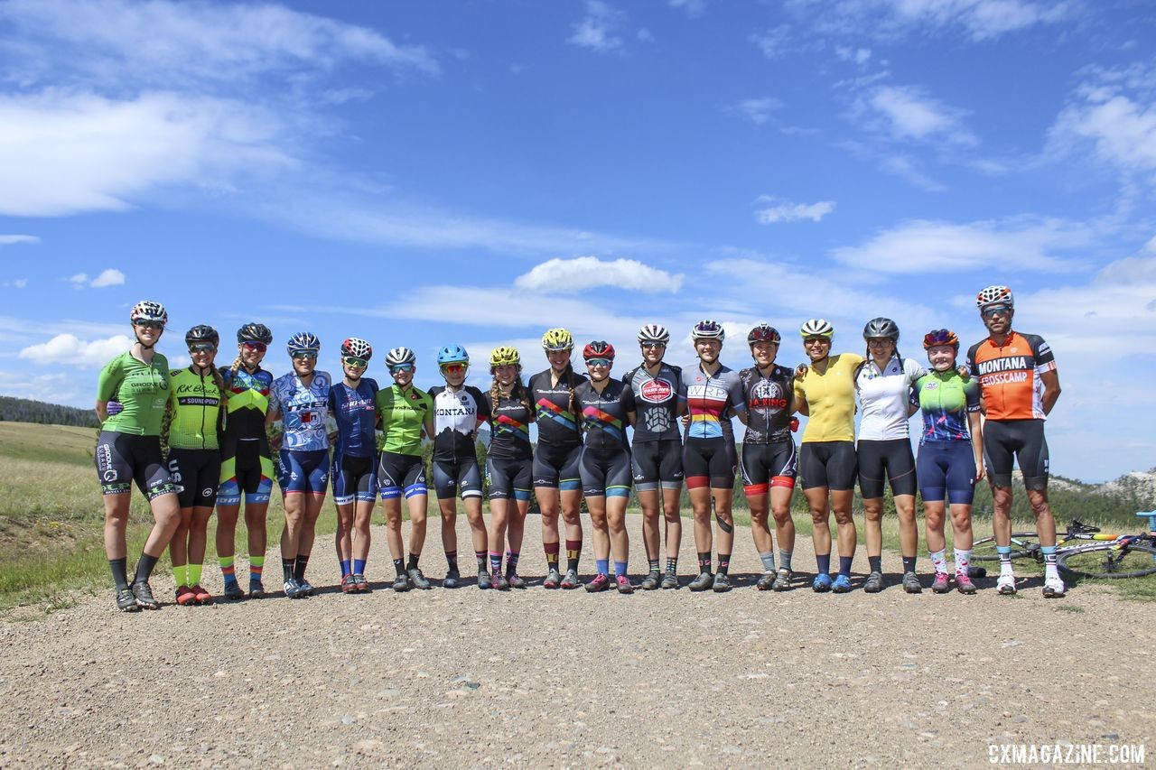 Group photo at the top of Mullen Pass. 2019 Women's MontanaCrossCamp, Thursday. © Z. Schuster / Cyclocross Magazine