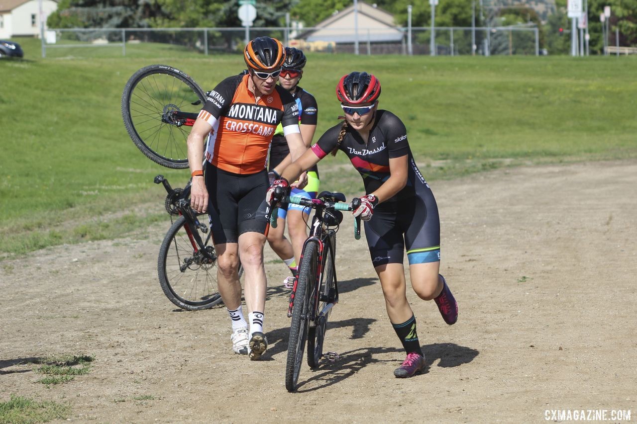 Not Callah Robinson's first Redline. Also not her bike, since it was the pit exchange drill. 2019 Women's MontanaCrossCamp. © Z. Schuster / Cyclocross Magazine