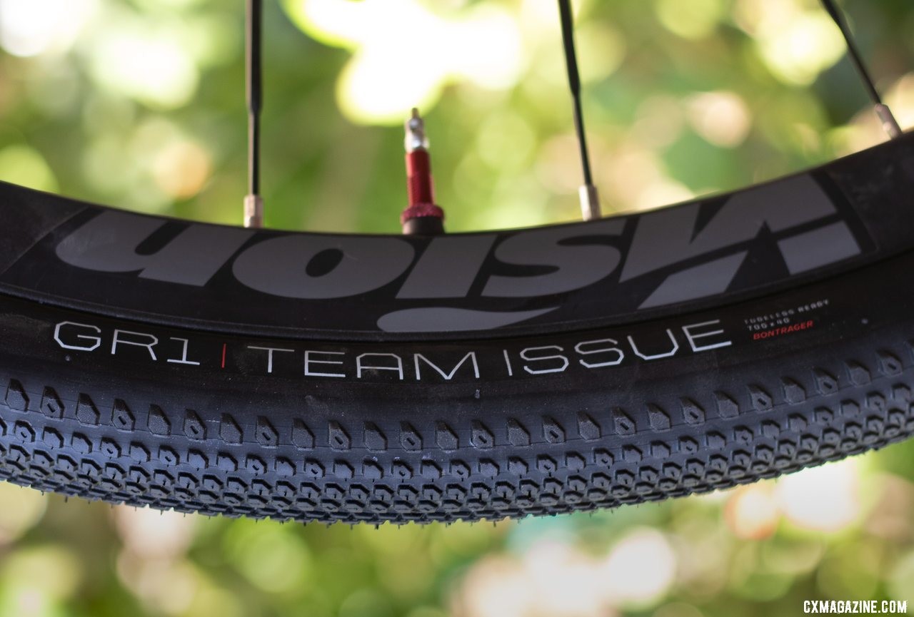 Bontrager's new GR1 TLR Team Issue gravel tire comes in two widths (40mm and 35mm) and two sidewall colors (black, brown). © A. Yee / Cyclocross Magazine