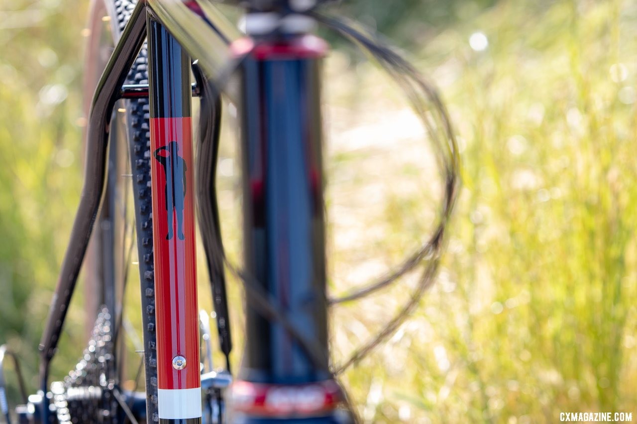 The handmade steel Civilian Feral Tsar cyclocross bike, complete with the Civilian logo on the seat tube and head tube. © A. Yee / Cyclocross Magazine