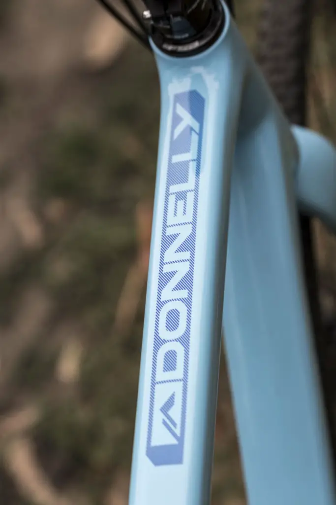 Graphics on the Amy D Blue frameset are a subtle dark blue for a nice look. Donnelly C//C Force Cyclocross Bike. © C. Lee / Cyclocross Magazine